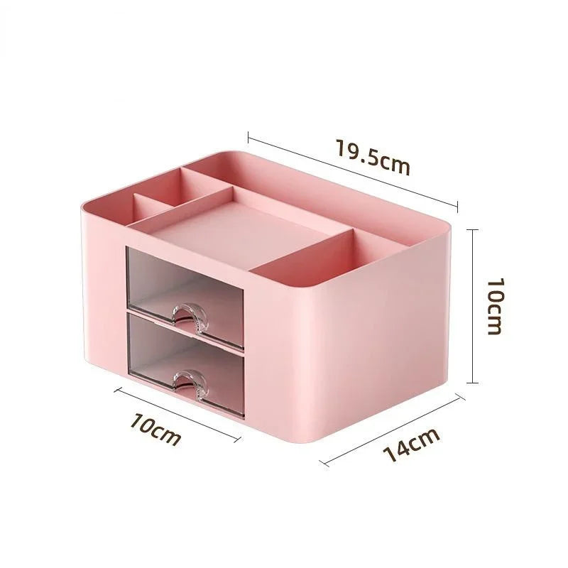 Creative Transparent Drawer Storage Box Desktop Cosmetics Organizer Student Pen Holder School Office Stationery Supplies