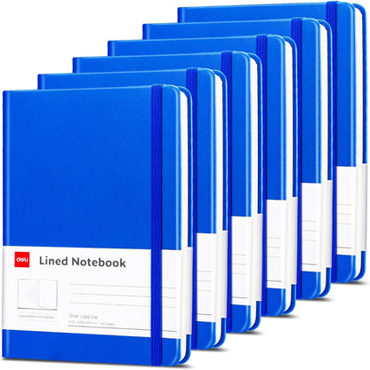 6 Pack Blue Lined Journal Notebook for Work, Moleskine Notebooks, A5 (5.5"X8.3"), 160 Pages Hardcover Journaling Notebooks, Blue College Ruled Notebooks for Notes-Taking/Work/Travel