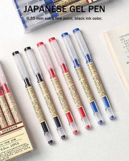 3 Pcs Japanese Pens Stationery, 0.35Mm Capped Gel Pens Extra Fine Point (Black)