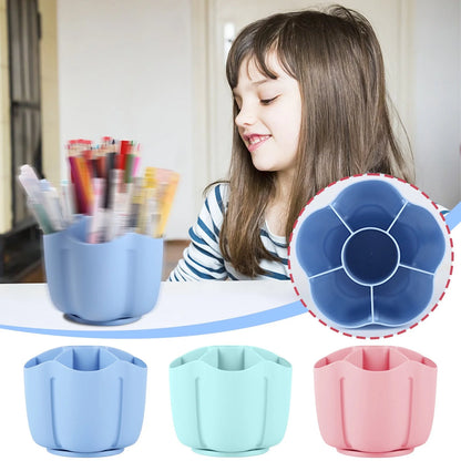 Pencil Pen Holder for Desk, 6 Slots Desktop Organizer, Cute Pen Organizers Stationery Supplies for Office Home & Art Supply(Pink)