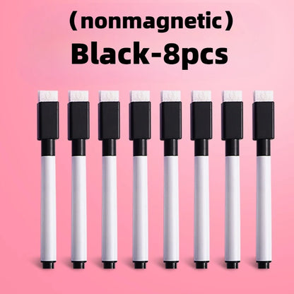 8Pcs/Set Erasable Nonmagnetic Whiteboard Marker Pens Office Stationery Supplies