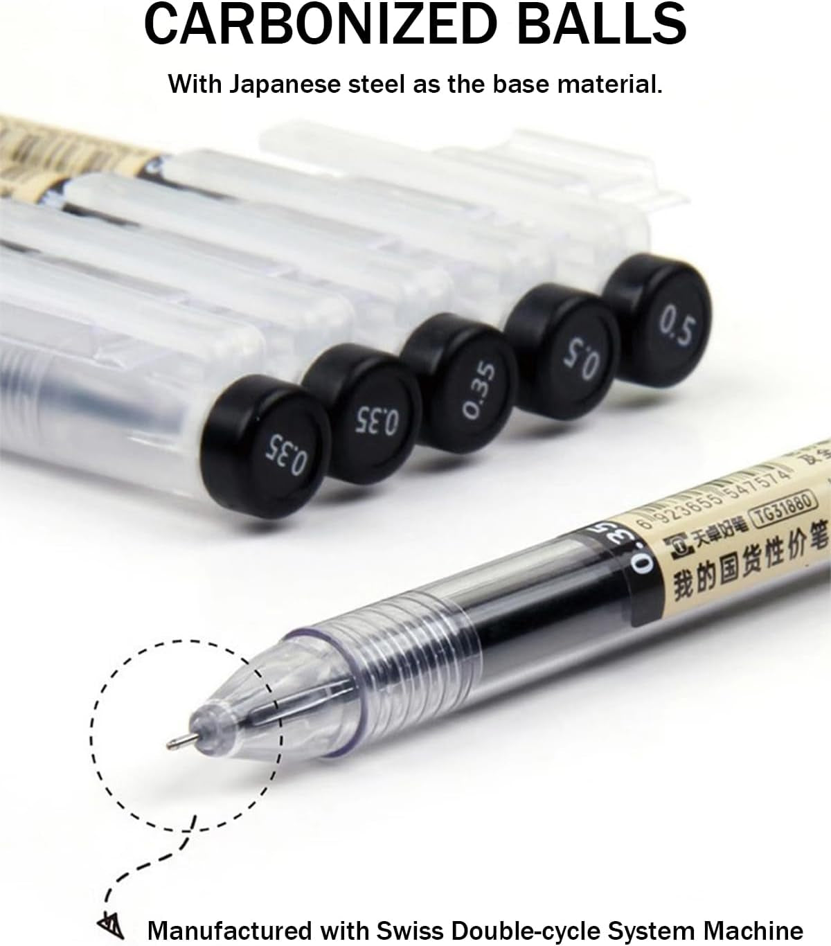 3 Pcs Japanese Pens Stationery, 0.35Mm Capped Gel Pens Extra Fine Point (Black)
