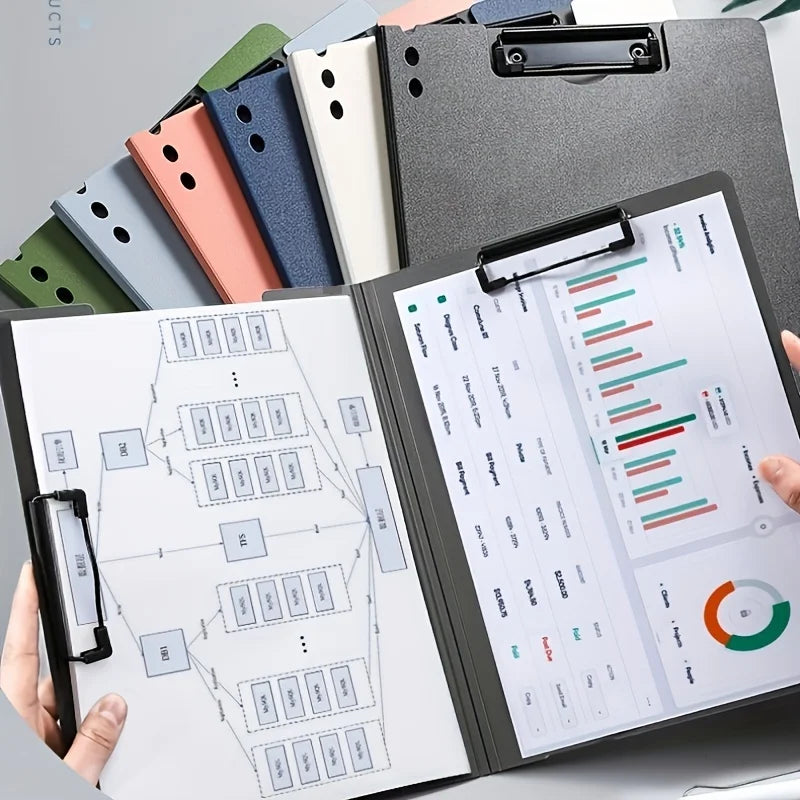 1Pc A4 File Folders, Documents Organizer, Clipboard with Cover, Paper Folder for Business & School, Stationery & Office Supplies