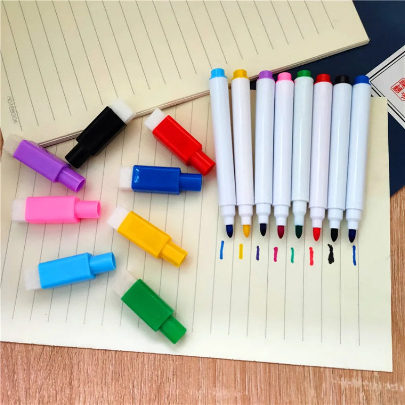 8Pcs/Set Erasable Nonmagnetic Whiteboard Marker Pens Office Stationery Supplies