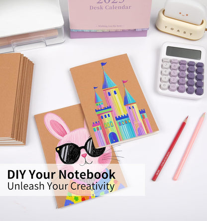 60 Pack A5 Ruled Lined Kraft Notebooks Bulk, Journaling Notebooks, A5 Lined College Ruled Notebook, 8.3X5.5 Inches 60 Pages Travel Journal Notebooks Set for Work, School, Writing