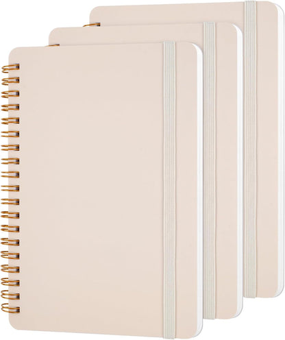 3 PCS Small Spiral Notebook 5X7, Notebooks for Note Taking, Beige Spiral Journal Notebook, Work Notebook Small Notebooks 5X7 with Strap, Cute Notebooks for Women 70 Sheets/Note Books