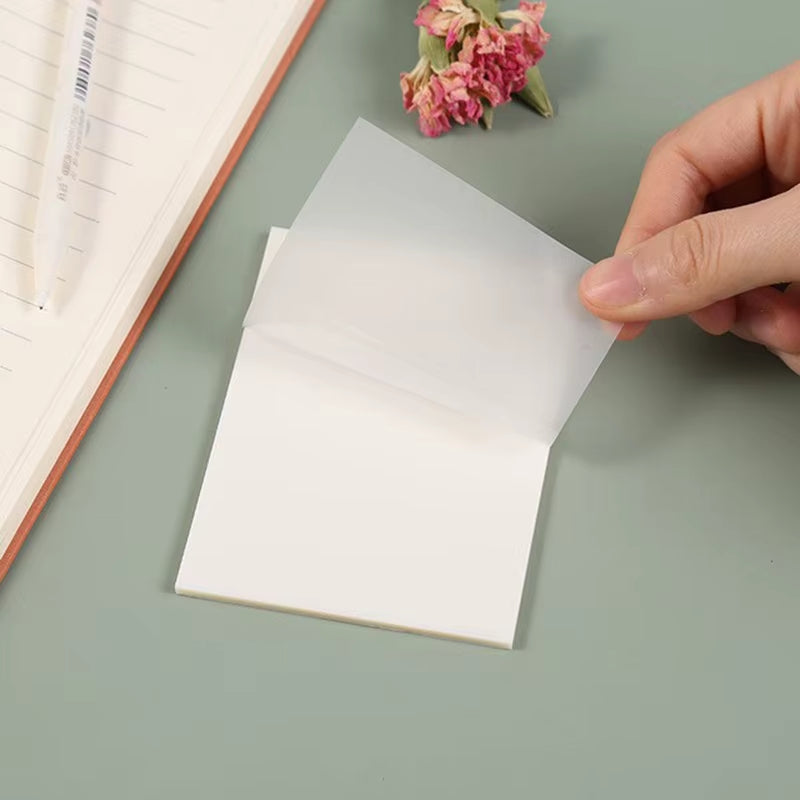 50 Sheets Creative Transparent PET Waterproof Sticky Notes Notepads - School Stationery & Office Supplies
