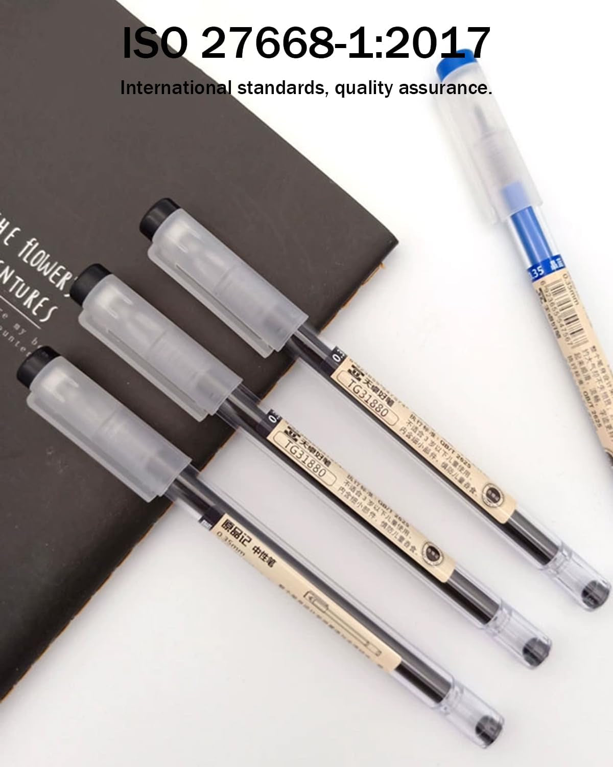 3 Pcs Japanese Pens Stationery, 0.35Mm Capped Gel Pens Extra Fine Point (Black)