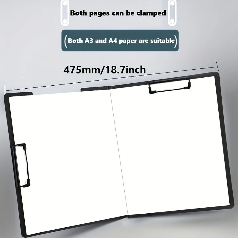 1Pc A4 File Folders, Documents Organizer, Clipboard with Cover, Paper Folder for Business & School, Stationery & Office Supplies