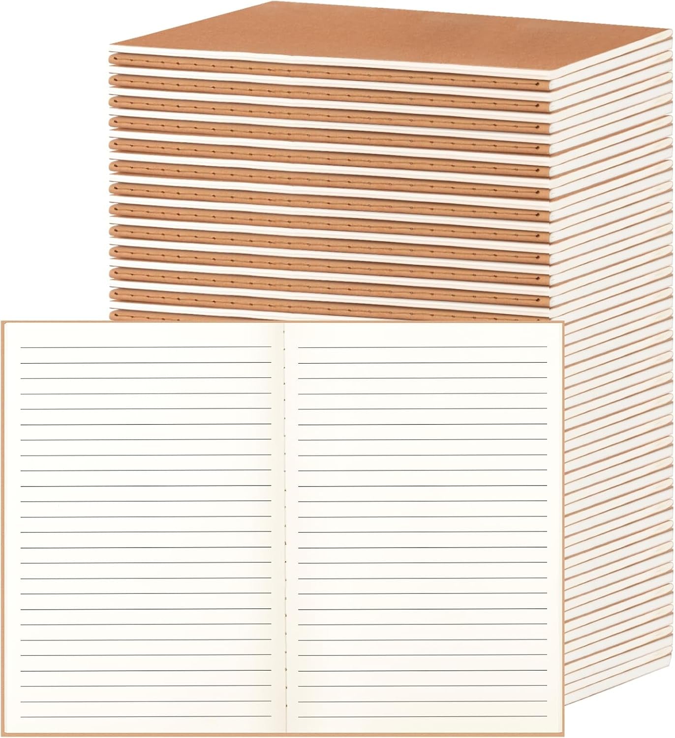 60 Pack A5 Ruled Lined Kraft Notebooks Bulk, Journaling Notebooks, A5 Lined College Ruled Notebook, 8.3X5.5 Inches 60 Pages Travel Journal Notebooks Set for Work, School, Writing
