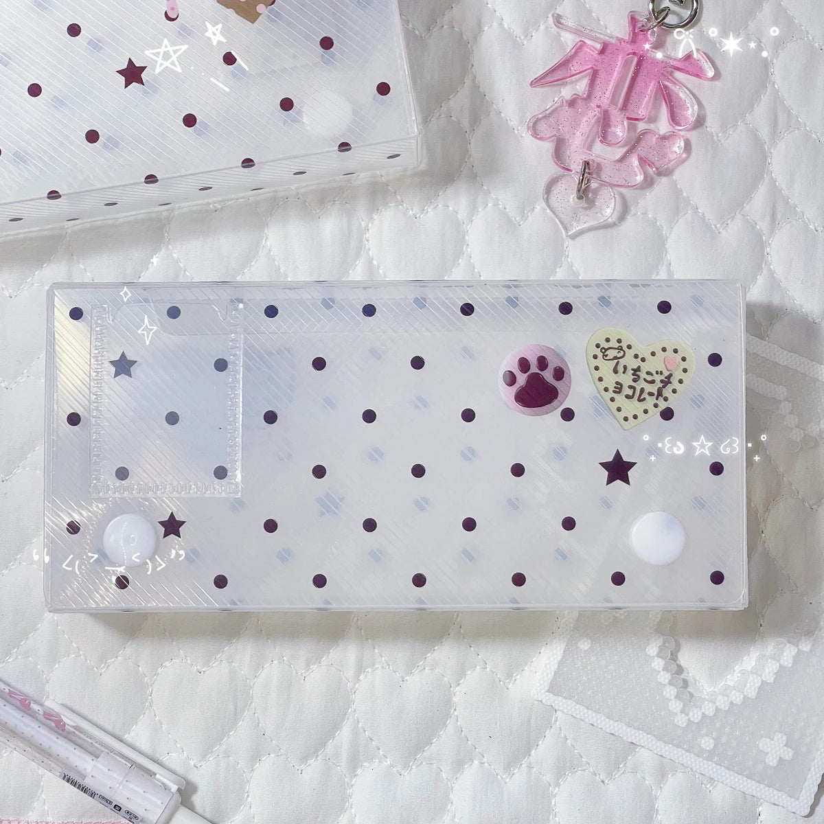 Polka Dot Pencil Box Storage Container Ins Cute PP Twill Organizer for Desk School Kawaii Stationery Supplies