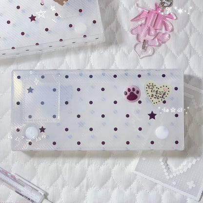 Polka Dot Pencil Box Storage Container Ins Cute PP Twill Organizer for Desk School Kawaii Stationery Supplies