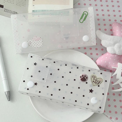 Polka Dot Pencil Box Storage Container Ins Cute PP Twill Organizer for Desk School Kawaii Stationery Supplies