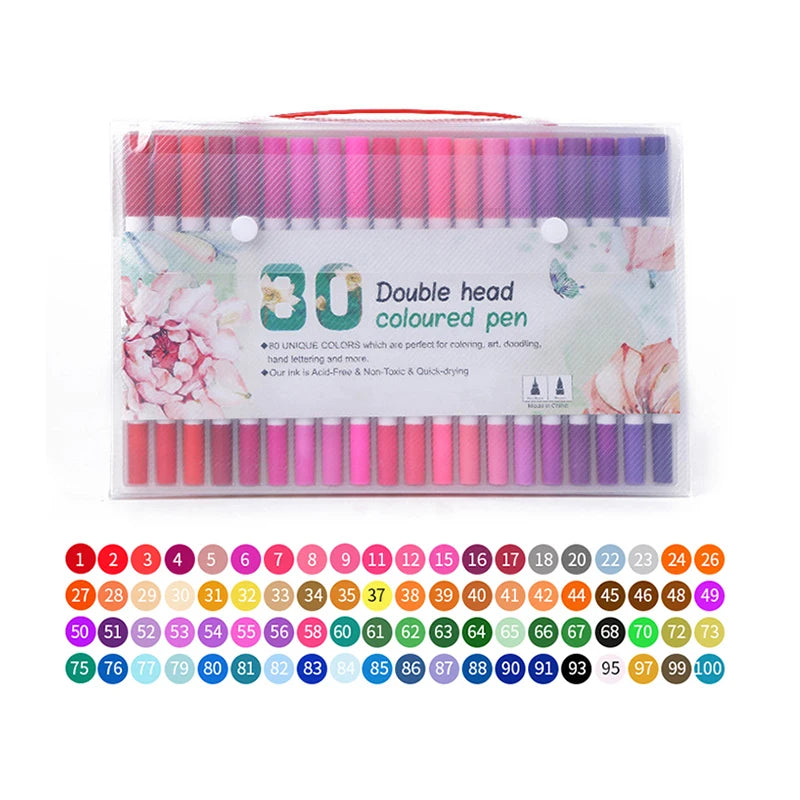 Marker Pen Set 24-100 Color Markers Manga Art Aupplies School Stationery Aesthetic Stationery Supplies