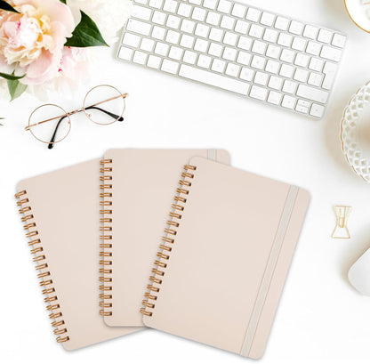 3 PCS Small Spiral Notebook 5X7, Notebooks for Note Taking, Beige Spiral Journal Notebook, Work Notebook Small Notebooks 5X7 with Strap, Cute Notebooks for Women 70 Sheets/Note Books