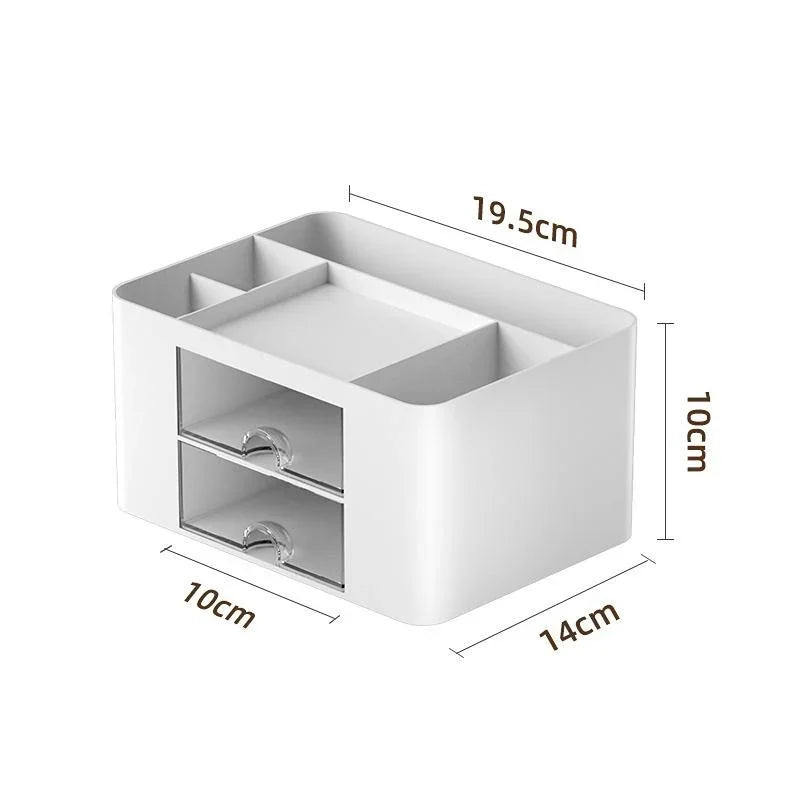 Creative Transparent Drawer Storage Box Desktop Cosmetics Organizer Student Pen Holder School Office Stationery Supplies