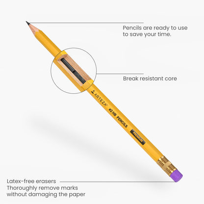 HB Pencils #2, Bulk Pack of 96 – Pre-Sharpened Wood-Cased Graphite, Hexagonal Barrel, Break-Resistant Core for School, Office & Exam Use