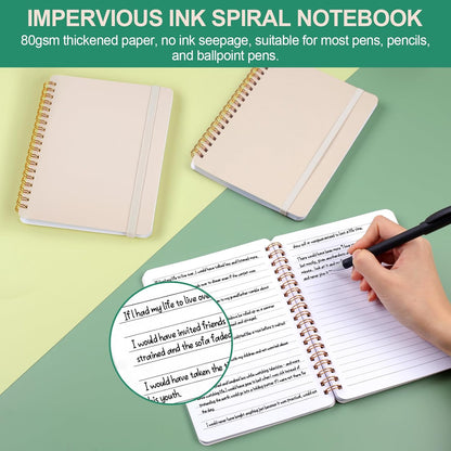 3 PCS Small Spiral Notebook 5X7, Notebooks for Note Taking, Beige Spiral Journal Notebook, Work Notebook Small Notebooks 5X7 with Strap, Cute Notebooks for Women 70 Sheets/Note Books