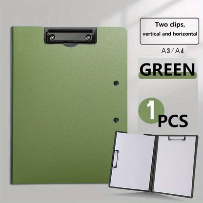 1Pc A4 File Folders, Documents Organizer, Clipboard with Cover, Paper Folder for Business & School, Stationery & Office Supplies