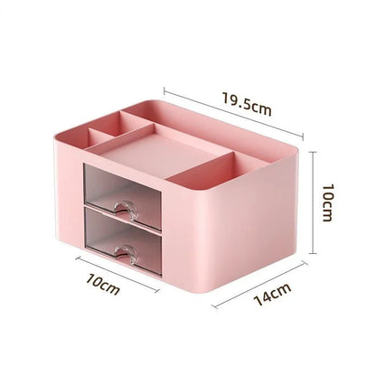 Creative Transparent Drawer Storage Box Desktop Cosmetics Organizer Student Pen Holder School Office Stationery Supplies