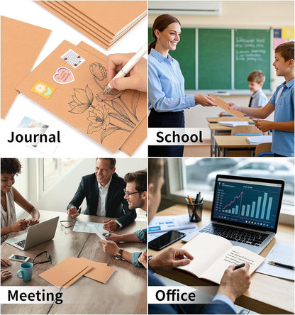 60 Pack A5 Ruled Lined Kraft Notebooks Bulk, Journaling Notebooks, A5 Lined College Ruled Notebook, 8.3X5.5 Inches 60 Pages Travel Journal Notebooks Set for Work, School, Writing