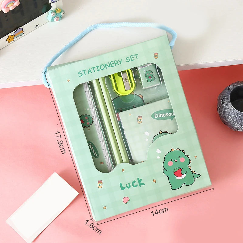 6/8Pcs/Set Cartoon Capybara Astronaut Pencil Stationery Set Kawaii Eraser Pencil Sharpener Children Student Stationery Supplies