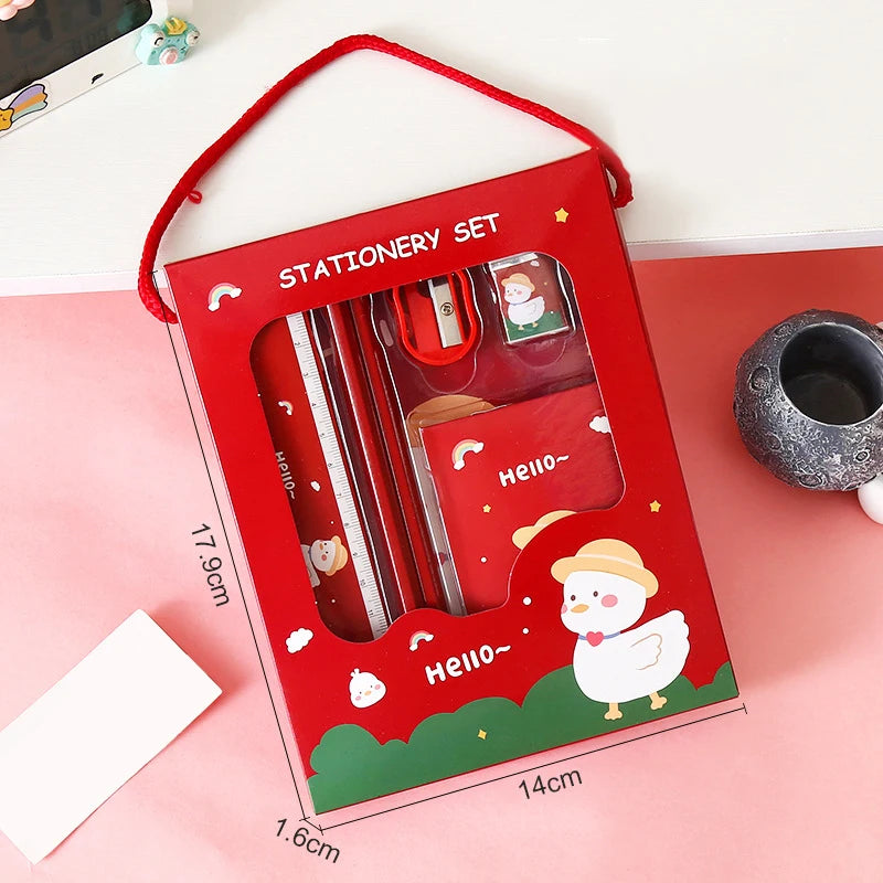 6/8Pcs/Set Cartoon Capybara Astronaut Pencil Stationery Set Kawaii Eraser Pencil Sharpener Children Student Stationery Supplies