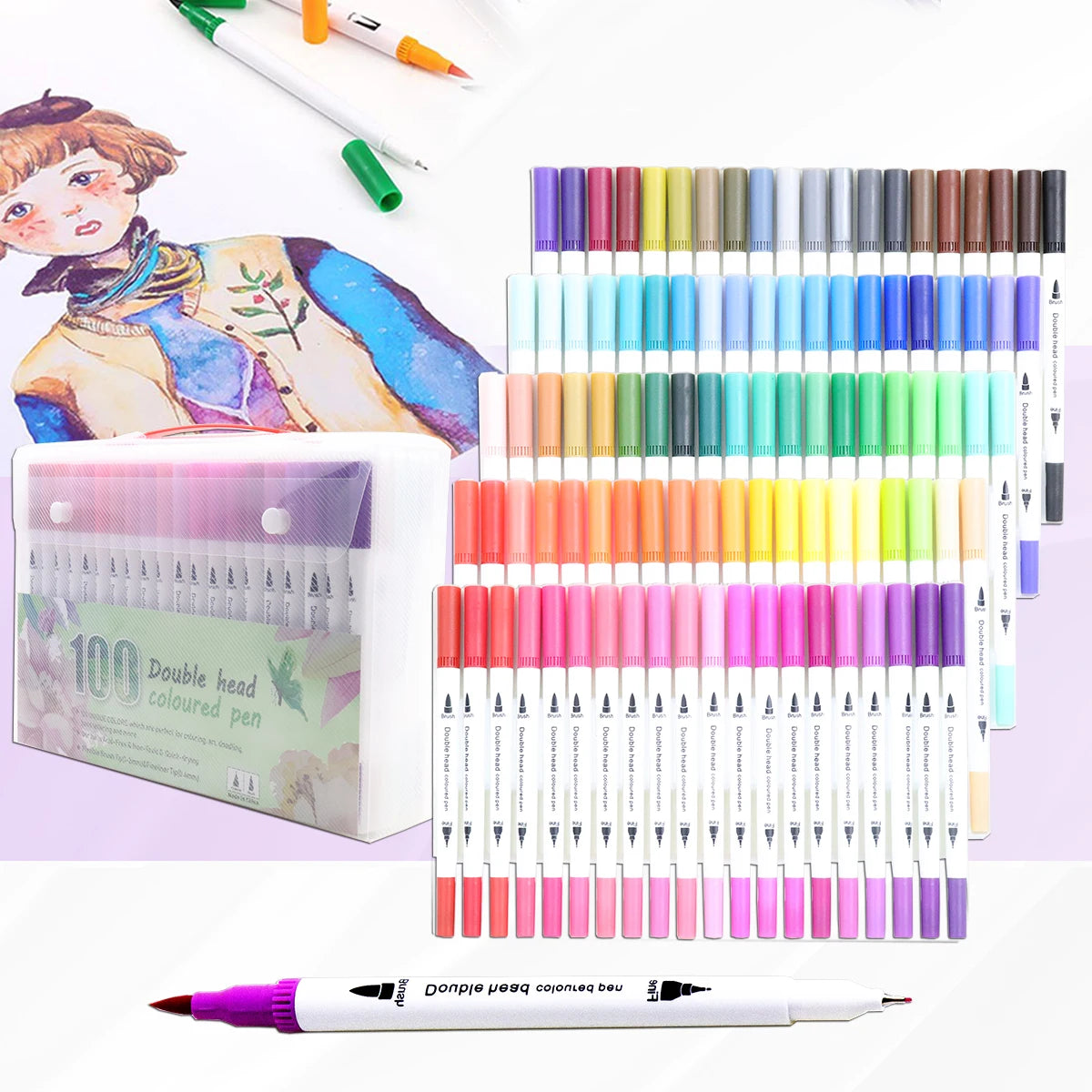 Marker Pen Set 24-100 Color Markers Manga Art Aupplies School Stationery Aesthetic Stationery Supplies