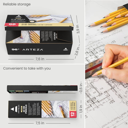 HB Pencils #2, Bulk Pack of 96 – Pre-Sharpened Wood-Cased Graphite, Hexagonal Barrel, Break-Resistant Core for School, Office & Exam Use