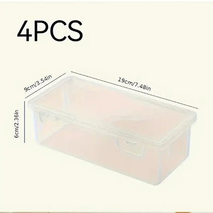 4 Large Transparent PP Storage Boxes with Lids, Used for Storing Office Supplies, Pencils, and Crafts