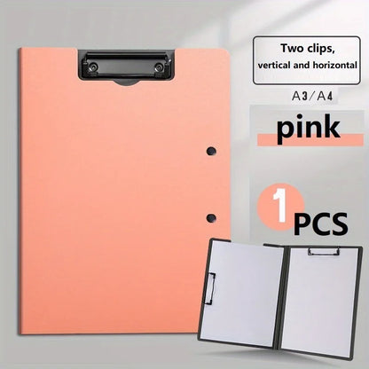 1Pc A4 File Folders, Documents Organizer, Clipboard with Cover, Paper Folder for Business & School, Stationery & Office Supplies